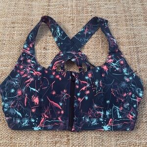Sweaty Betty Women's Blue Mystical Floral Circuit Zip Up Sports Bra Size Small